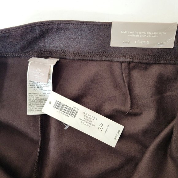 Chico's Faux Suede Brown Leggings Pants New with Tag - Picture 4 of 6
